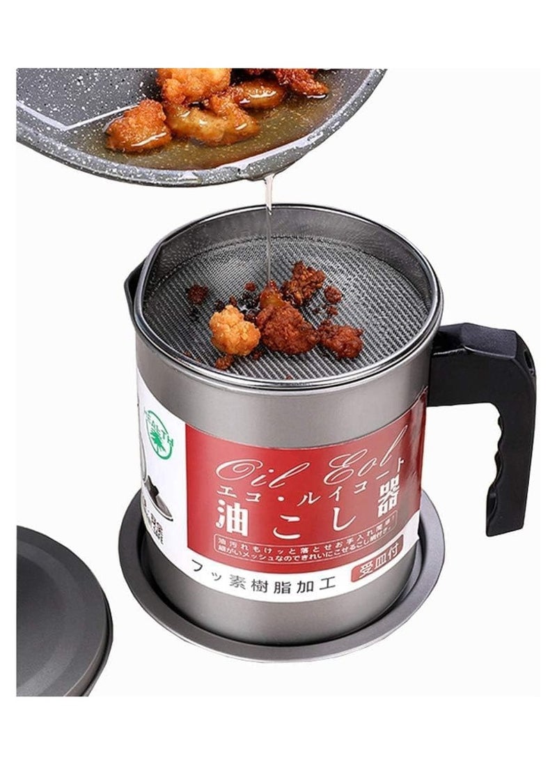 Generic - Essential Oil Filter Pot - Oil Separator - Mesh Strainer - Frying Grease Container Metal Can to Retain and Purify Liquid - Image 1