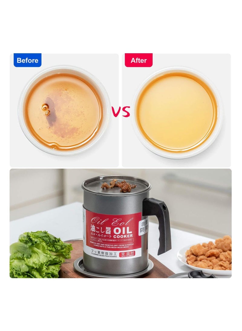 Generic - Essential Oil Filter Pot - Oil Separator - Mesh Strainer - Frying Grease Container Metal Can to Retain and Purify Liquid - Image 1