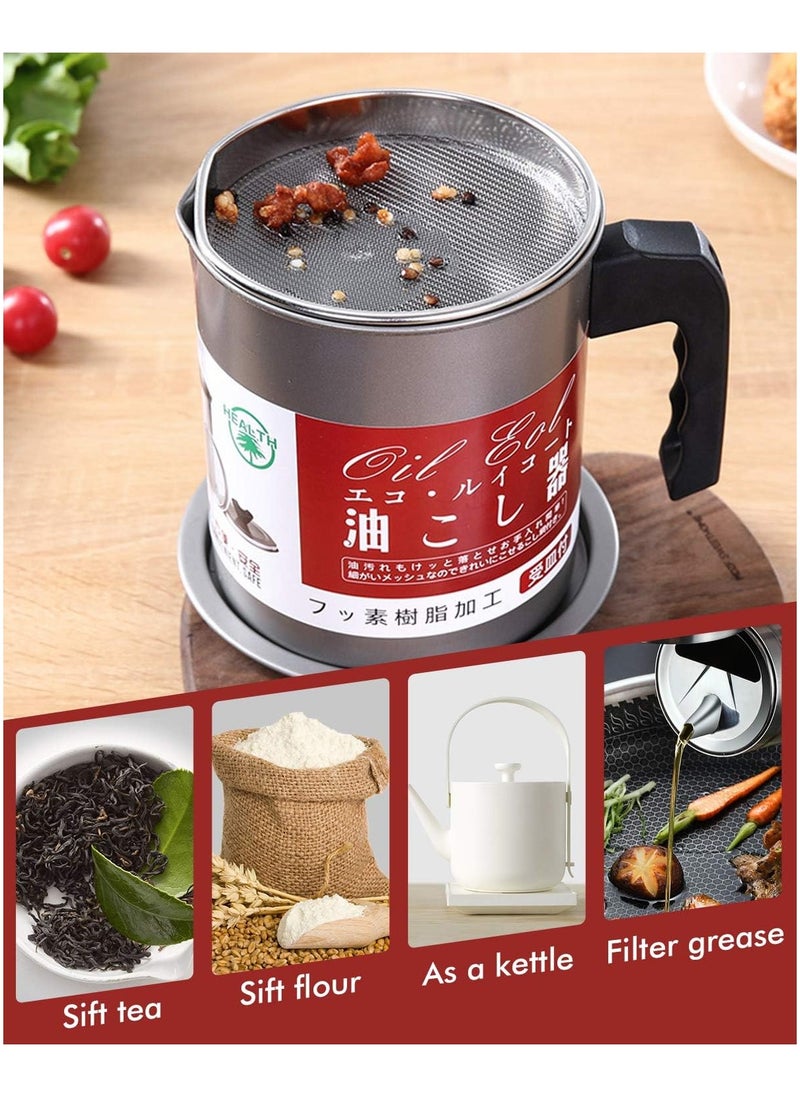 Generic - Essential Oil Filter Pot - Oil Separator - Mesh Strainer - Frying Grease Container Metal Can to Retain and Purify Liquid - Image 1