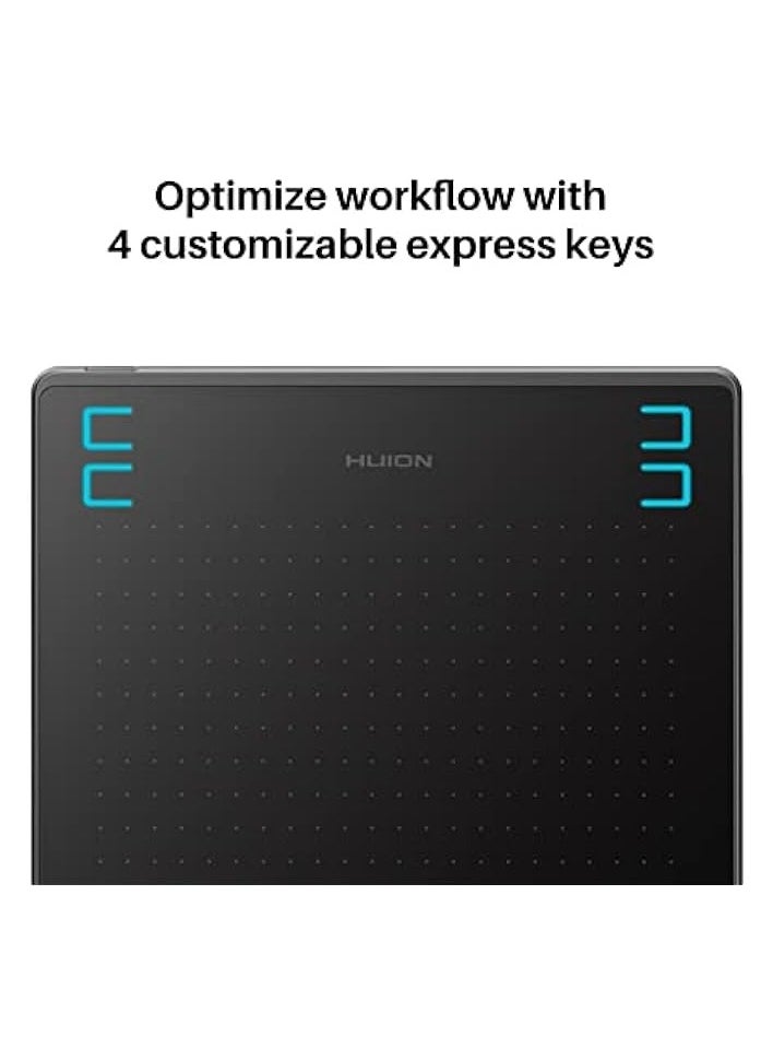 HUION - HS64 Graphics Drawing Tablet Battery-Free Stylus Android Windows macOS with 6.3 x 4 in Working Area Pen Tablet for Linux, Mac, Windows PC and Android - Image 1