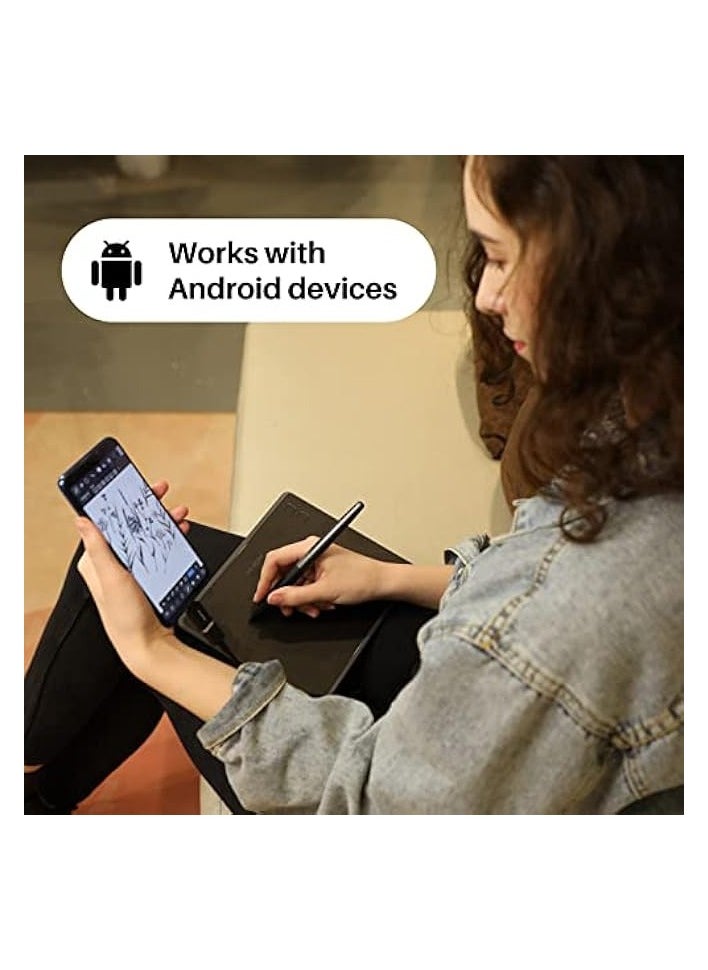 HUION - HS64 Graphics Drawing Tablet Battery-Free Stylus Android Windows macOS with 6.3 x 4 in Working Area Pen Tablet for Linux, Mac, Windows PC and Android - Image 1
