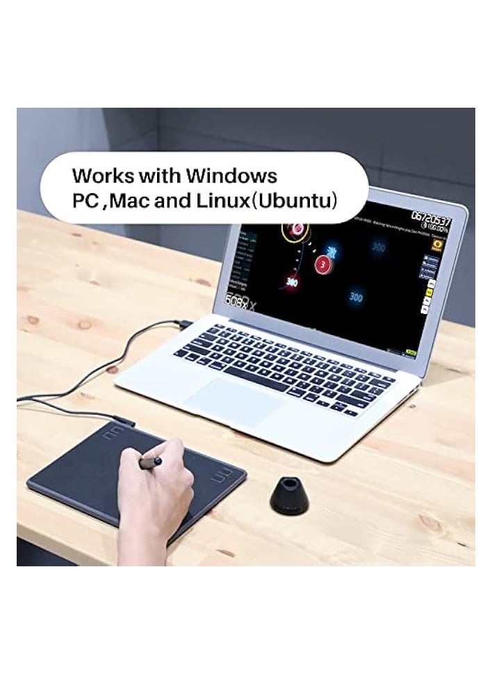 HUION - HS64 Graphics Drawing Tablet Battery-Free Stylus Android Windows macOS with 6.3 x 4 in Working Area Pen Tablet for Linux, Mac, Windows PC and Android - Image 1