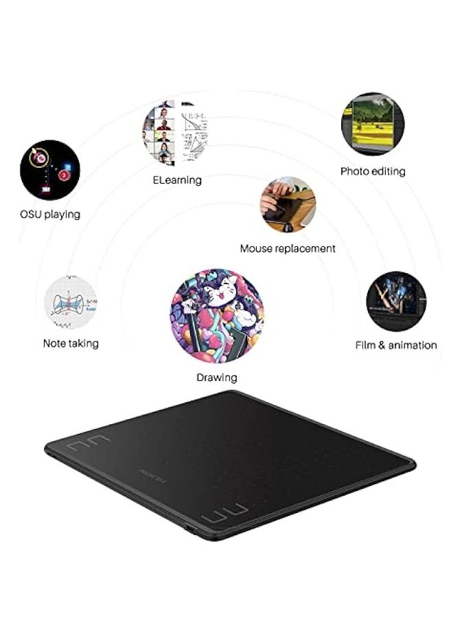 HUION - HS64 Graphics Drawing Tablet Battery-Free Stylus Android Windows macOS with 6.3 x 4 in Working Area Pen Tablet for Linux, Mac, Windows PC and Android - Image 1