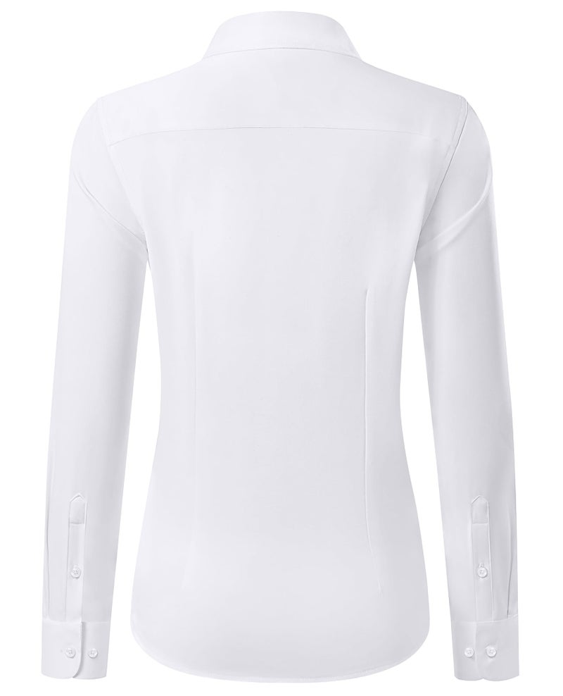 Gleeivy Button Down Shirts for Women Stain Wrinkle Free Dress Formal Shirt Classic Fitted Casual Cotton Button Up Long Sleeve White Collar Business Button Blouse Work Server Interview - Image 3