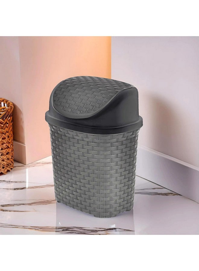 Kuber Industries Plastic Dustbin, Garbage Bin, Trash Can, Waste Bin With Swing Lid 7 Litre- Pack of 2 (Grey)-47KM0703 - Image 4