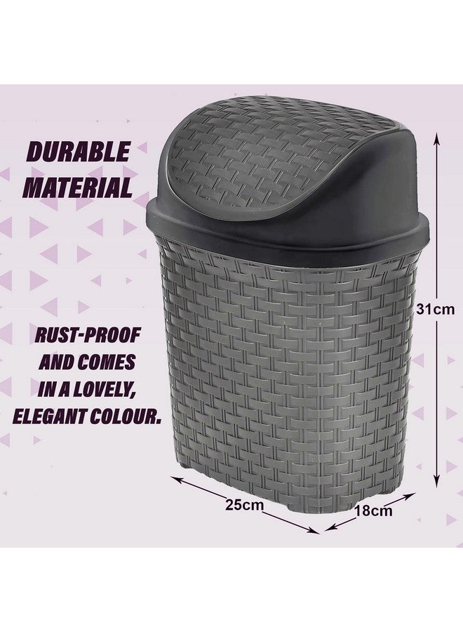 Kuber Industries Plastic Dustbin, Garbage Bin, Trash Can, Waste Bin With Swing Lid 7 Litre- Pack of 2 (Grey)-47KM0703 - Image 3