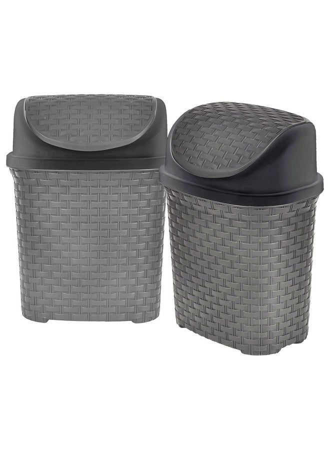 Kuber Industries Plastic Dustbin, Garbage Bin, Trash Can, Waste Bin With Swing Lid 7 Litre- Pack of 2 (Grey)-47KM0703 - Image 1