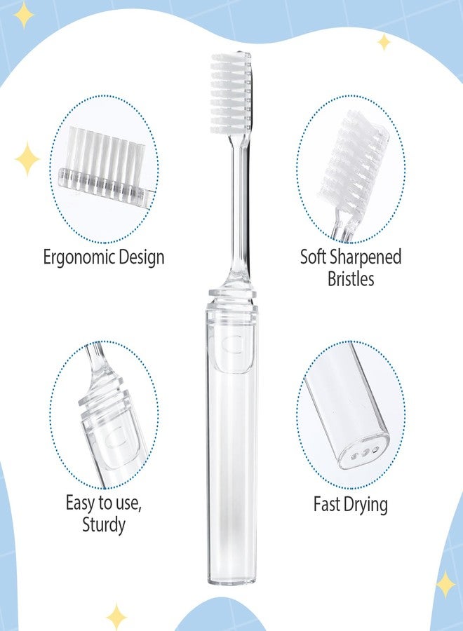 Yiyiring 100 Pcs Individually Wrapped Travel Toothbrush and Comb Bulk Set for 50, Disposable Foldable Mini Toothbrush and Hair Comb Portable for Women Men Hotel Travel Camping Charity Homeless, Clear - Image 4