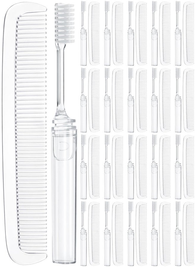 Yiyiring 100 Pcs Individually Wrapped Travel Toothbrush and Comb Bulk Set for 50, Disposable Foldable Mini Toothbrush and Hair Comb Portable for Women Men Hotel Travel Camping Charity Homeless, Clear - Image 1