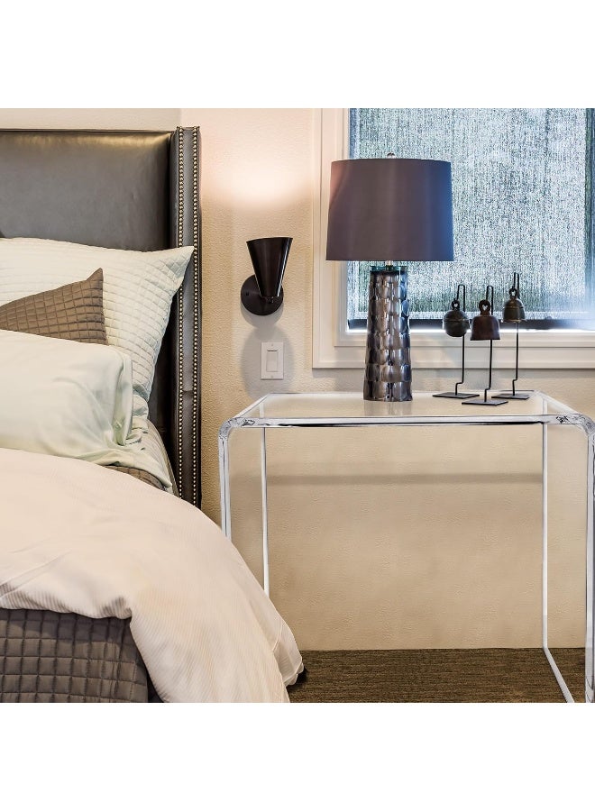 TPGP Set of 3 Nesting Tables Transparent Acrylic Side Table Modern Coffee Clear Desk with round corner Rectangle Clear Nightstand and Stool for Living Room Bedroom Home Office - Image 3