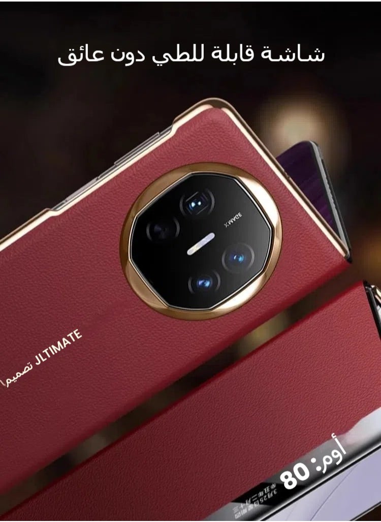 General - Smart leather case compatible with Huawei Mate X6, electroplated full protective case, with smart window, suitable for Mate X6 mobile phone - Image 1