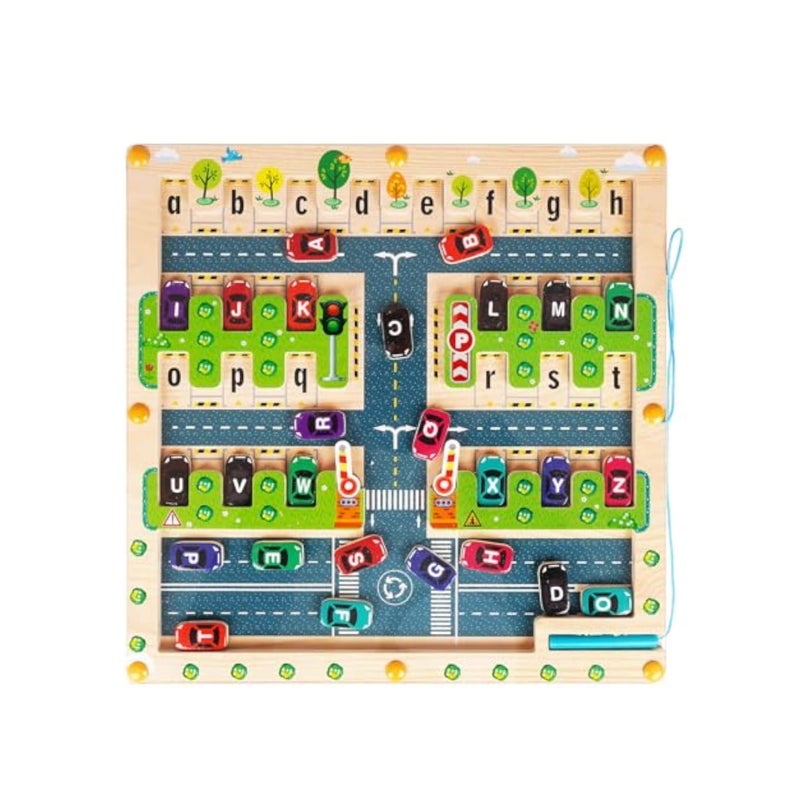 SOLARAE لعبة متاهة حروف الأبجدية المغناطيسية، لوحة نشاط أحجية خشبية، ألعاب مهارات الحركة الدقيقة مونتيسوري، ألعاب تعليمية لأنشطة التعلم في مرحلة ما قبل المدرسة، ألعاب مهارات الحركة الدقيقة للأطفال الصغار للأولاد والبنات - Image 1