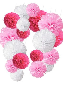 Mordely 1 Set 18pcs Party Pendant Supplies Paper Flower Set Ceiling Decoration Ornament Wedding Decorations Wedding Décor Floral Decor Paper Decor for Party Hanging Paper Ball Decors Pink  - Image 1