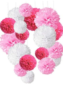 Mordely 1 Set 18pcs Party Pendant Supplies Paper Flower Set Ceiling Decoration Ornament Wedding Decorations Wedding Décor Floral Decor Paper Decor for Party Hanging Paper Ball Decors Pink  - Image 3