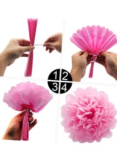 Mordely 1 Set 18pcs Party Pendant Supplies Paper Flower Set Ceiling Decoration Ornament Wedding Decorations Wedding Décor Floral Decor Paper Decor for Party Hanging Paper Ball Decors Pink  - Image 2