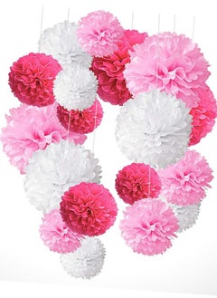 Mordely 1 Set 18pcs Party Pendant Supplies Paper Flower Set Ceiling Decoration Ornament Wedding Decorations Wedding Décor Floral Decor Paper Decor for Party Hanging Paper Ball Decors Pink  - Image 5