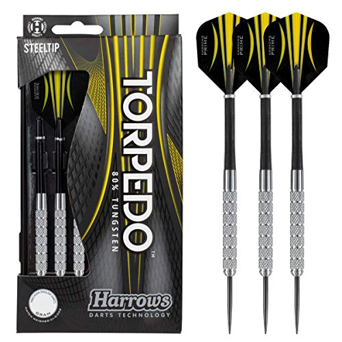 Harrows Torpedo Darts, 80% Tungsten Steel Tip Dart Set 21g, 22g, 23g, 24g, 25g, 26g & 27g - Includes Nylon Shafts, Marathon Flights & Darts Travel Case. - Image 1