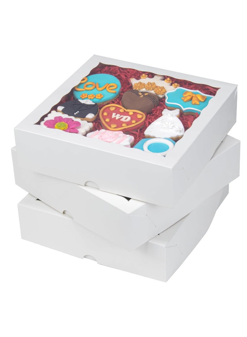 White Bakery Boxes with Window, 9x9x2.5 Inches Pie Box Chocolate Covered Strawberries Box for Valentine's Mother's Day.(30PCS/50PCS) - Image 4