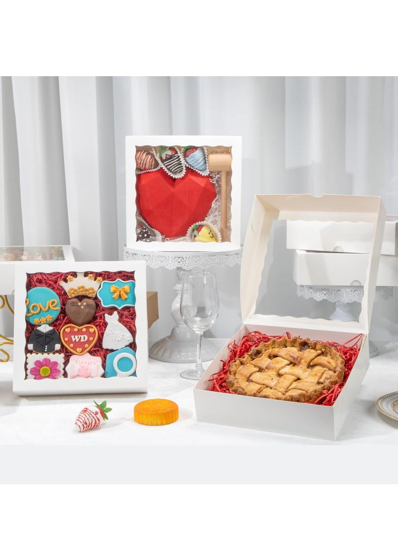 White Bakery Boxes with Window, 9x9x2.5 Inches Pie Box Chocolate Covered Strawberries Box for Valentine's Mother's Day.(30PCS/50PCS) - Image 3