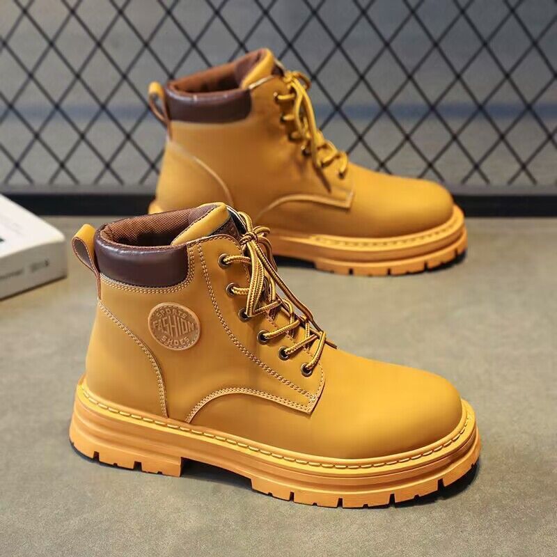 Autumn New Breathable High-top Martin Boots Men's British Style Vintage Workwear Shoes Boots Thick Sole Short Boots Casual Shoes - Image 4