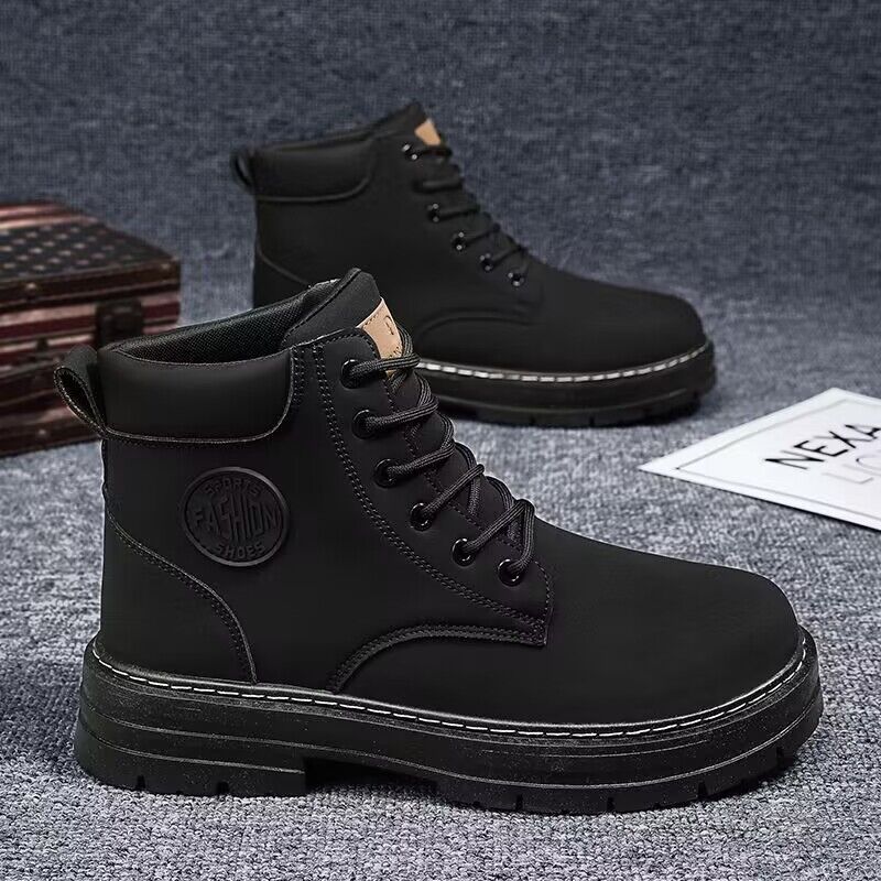 Autumn New Breathable High-top Martin Boots Men's British Style Vintage Workwear Shoes Boots Thick Sole Short Boots Casual Shoes - Image 3