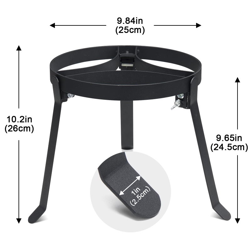 ETICSIPA Cooking Tripod for Campfire, 9.8Inch Durable Steel Campfire Tripod for Cooking for Dutch Oven Outdoor Cooking, Foldable Fire Pit Stand with Black Heat Resistant Coating - Image 2
