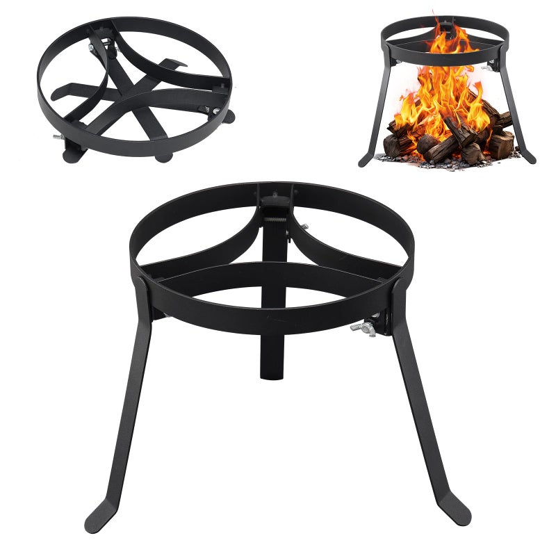 ETICSIPA Cooking Tripod for Campfire, 9.8Inch Durable Steel Campfire Tripod for Cooking for Dutch Oven Outdoor Cooking, Foldable Fire Pit Stand with Black Heat Resistant Coating - Image 1
