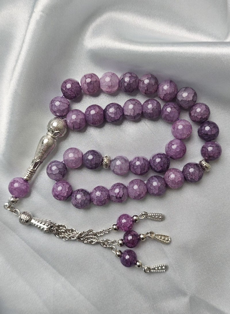 33 Muslim Prayer Beads, Misbaha Arabic Prayer Tasbih Bracelet Ice Crack Praise Beads-Dragon Stone 10cm