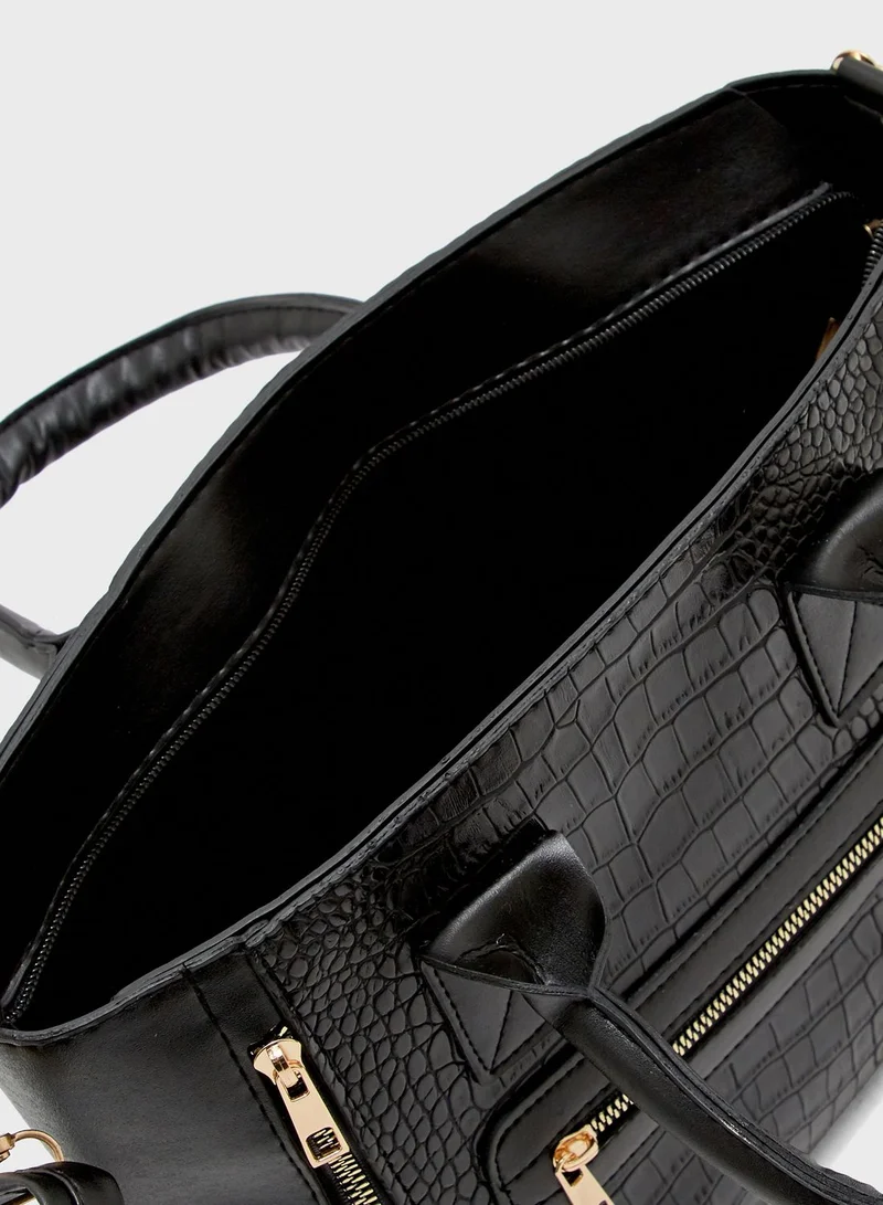 trendyol Kroko Effect Double Handle Satchel