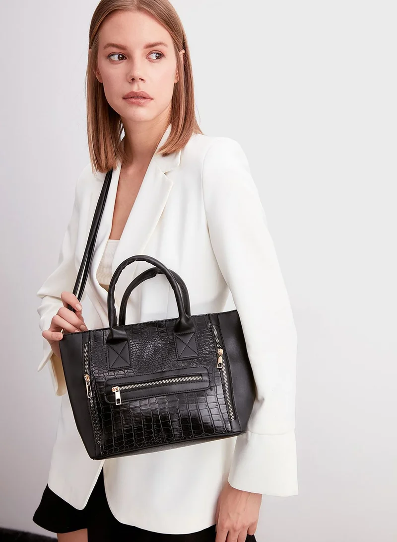 trendyol Kroko Effect Double Handle Satchel