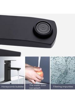 XiuWoo Modern Basin Faucet Bathroom Black Chrome Brushed Faucet Deck Mounted Basin Sink Tap Mixer Hot & Cold Water Stainless Steel Faucet  - Image 4