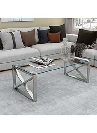 Stainless Steel Coffee Table with Glass Top  40.5x120x60cm - pzsku/ZD26E06BF0552A87D8A4FZ/45/_/1715801053/748efc11-68c5-4089-97b8-7cb6ffdb83fa