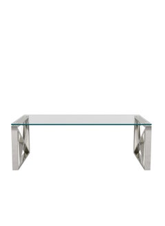 RIGID Stainless Steel Coffee Table with Glass Top  40.5x120x60cm  - Image 2