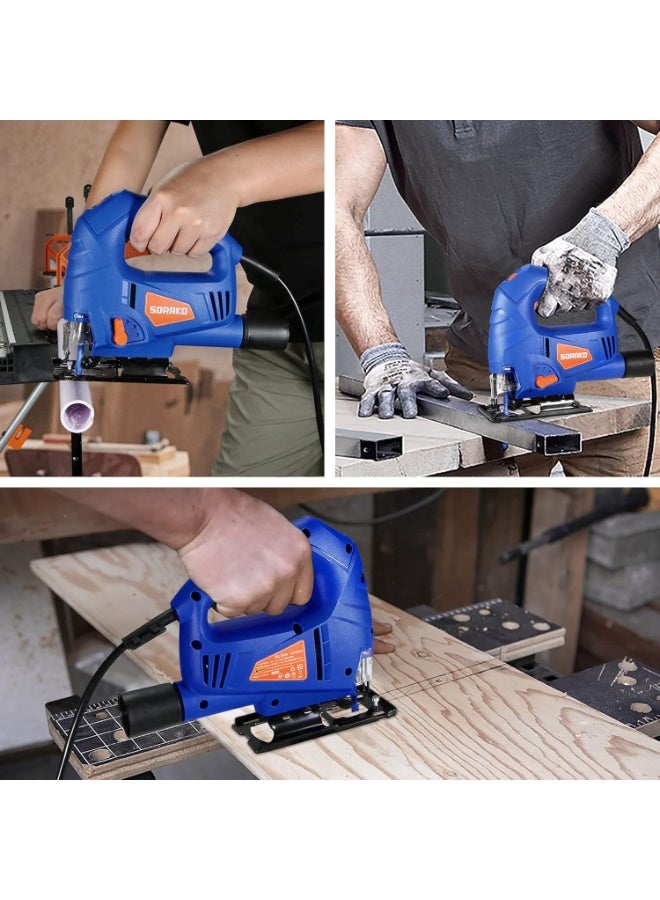 SORAKO Jigsaw, 600W Electric Jigsaw Tool, 800-3000SPM Cutting in Wood 60mm, 6 Variable Speeds, 3 Orbital Sets, Bevel Cutting 45°, Corded Jig Saw for Wood and Metal Cutting - Image 5