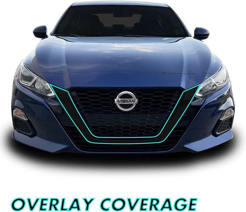 SlickMod Chrome Delete Blackout Vinyl Overlay for 2019-2022 Nissan Altima Front Grill Trim - Gloss Black - Image 2
