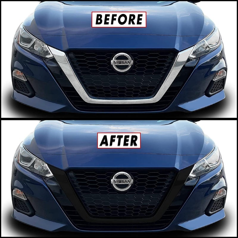 SlickMod Chrome Delete Blackout Vinyl Overlay for 2019-2022 Nissan Altima Front Grill Trim - Gloss Black - Image 3