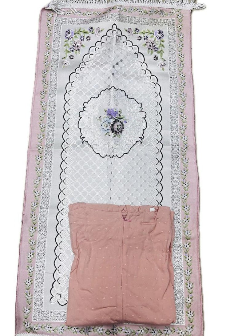 طقم صلاة بناتي مميز يلبس من 9 الى 10 سنين رائع يتكون من سجادة صلاة وثوب صلاة قطني بارد بسحاب وطرحة متصلة طقم صلاة محفز للصلاة وسهل الاستخدام و اللبس وخفيف الوزن حيث يمكن التنقل به واستخدامه في السفر وغيره - Image 1