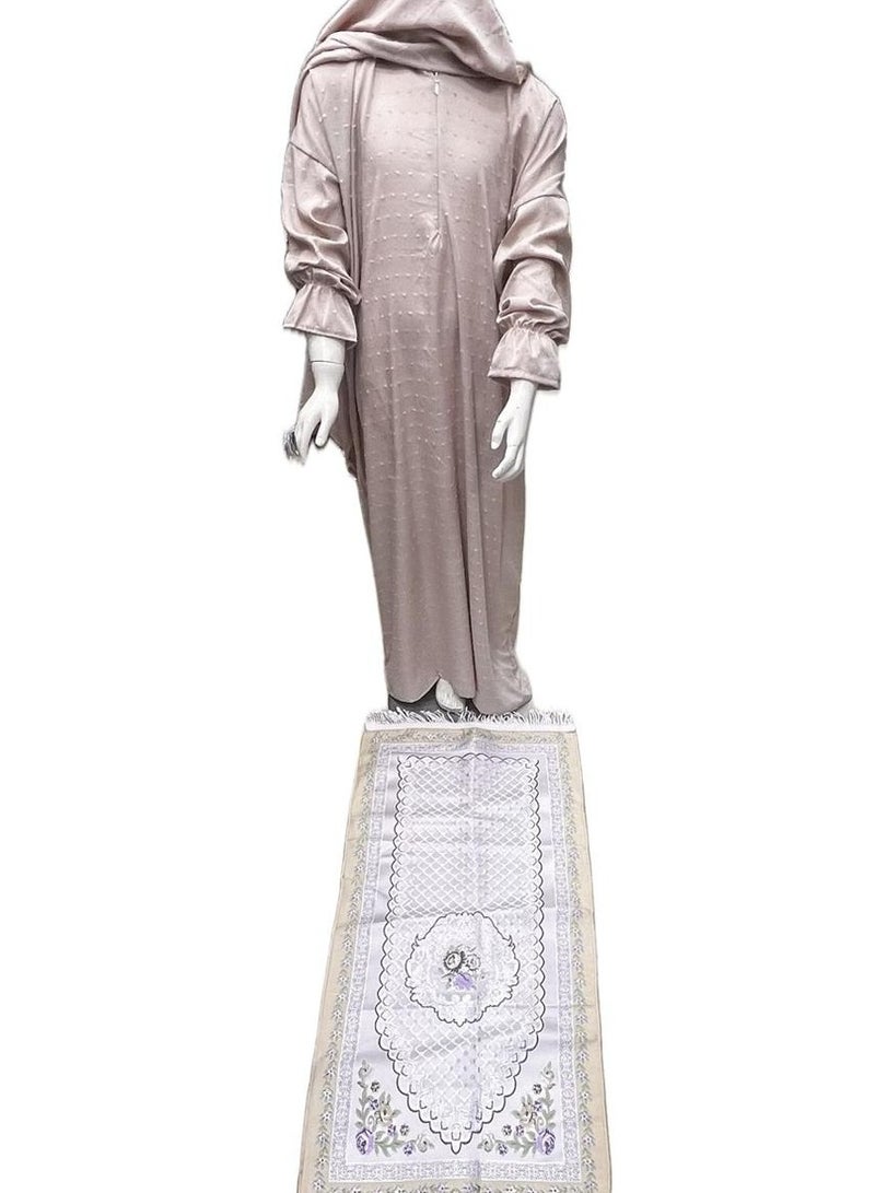 طقم صلاة بناتي مميز يلبس من 9 الى 10 سنين رائع يتكون من سجادة صلاة وثوب صلاة قطني بارد بسحاب وطرحة متصلة طقم صلاة محفز للصلاة وسهل الاستخدام و اللبس وخفيف الوزن حيث يمكن التنقل به واستخدامه في السفر وغيره - Image 2