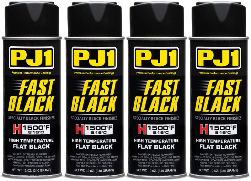 PJ1 16-HIT-4PK Flat Black Hi-Temp Spray Paint, 44 oz, 4 Pack