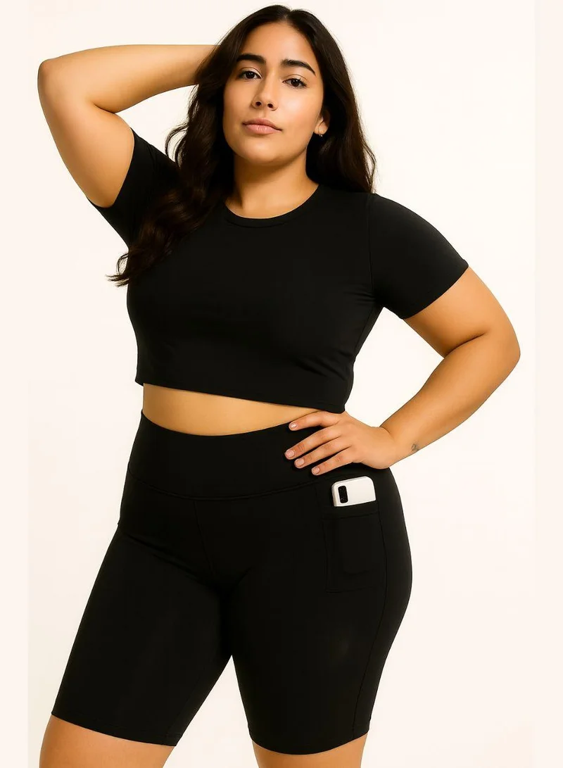 Plus Size Yoga Shorts Pilates Shorts with Pocket and Cardslot