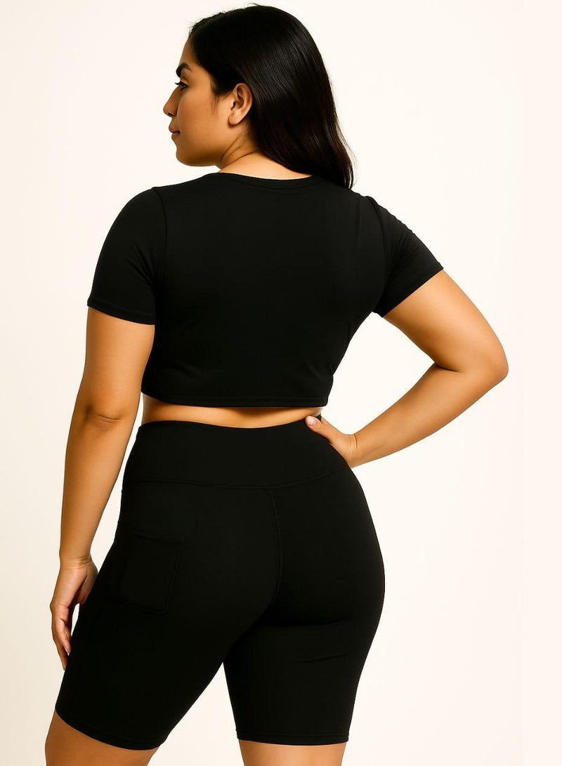 Moveletix Plus Size Yoga Shorts Pilates Shorts with Pocket and Cardslot - Image 5