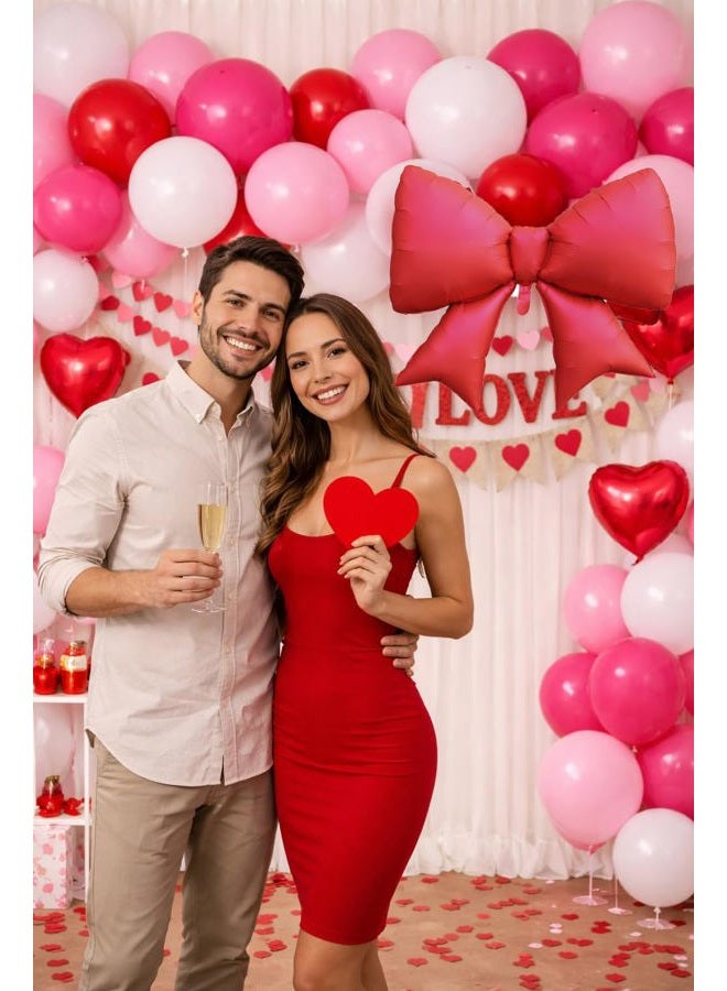 Beaumode Valentine's Day Balloon Arch Kit Red Pink Rose Heart Lips Foil Balloons 142pcs for Galentine's Day I Love You Engagement Valentine's Themed Party Backdrop Decorations (Red Pink Rose) - Image 5