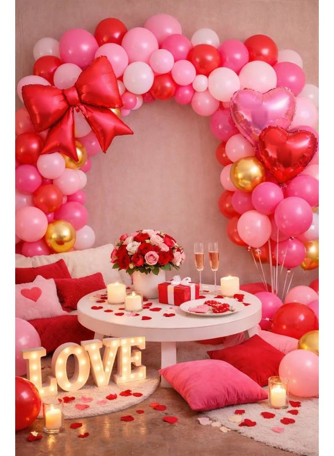 Beaumode Valentine's Day Balloon Arch Kit Red Pink Rose Heart Lips Foil Balloons 142pcs for Galentine's Day I Love You Engagement Valentine's Themed Party Backdrop Decorations (Red Pink Rose) - Image 3