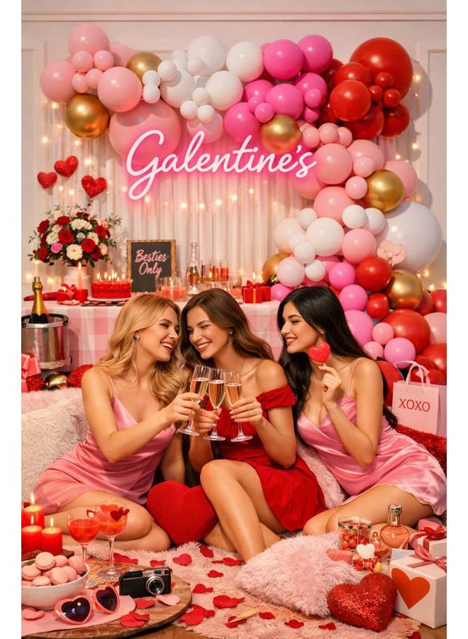 Beaumode Valentine's Day Balloon Arch Kit Red Pink Rose Heart Lips Foil Balloons 142pcs for Galentine's Day I Love You Engagement Valentine's Themed Party Backdrop Decorations (Red Pink Rose) - Image 2
