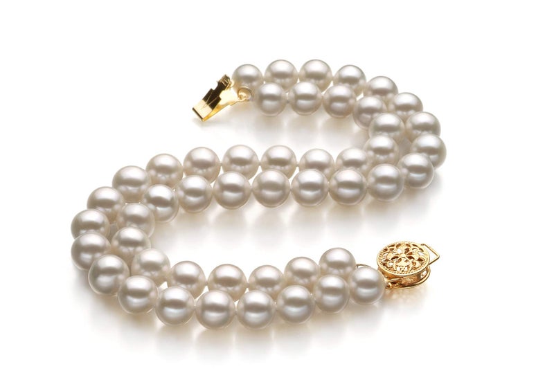 PearlsOnly Lola White 6-7mm Double Strand AA Quality Freshwater Gold filled Cultured Pearl Bracelet For Women-7 in length - Image 2