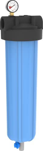 Pentek Pentair Pentek 150367 PBH Big Blue Bag Filter Housing, 1" NPT #20 Bag Vessel Assembly with Gauge, Wrench and Drain Valve, 20-Inch, Black/Blue - Image 4