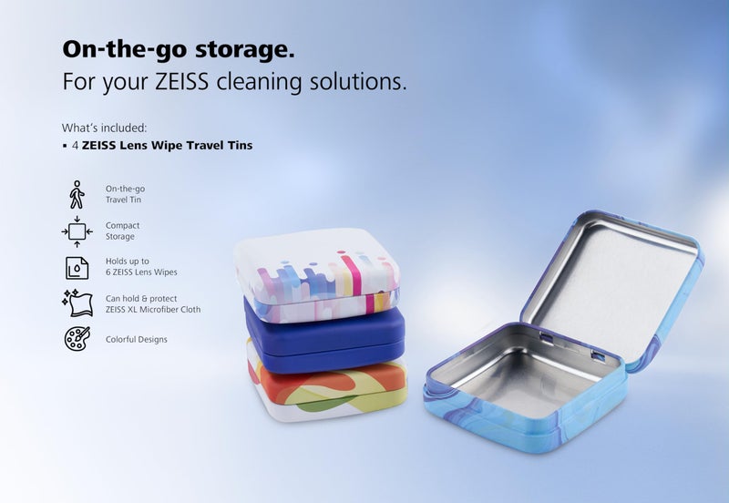 ZEISS Lens Cleaning Accessory Tin Box Containers with Hinge Lids, Pack of 4 - Image 2