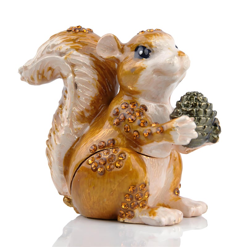 SEVENBEES Hand Painted Squirrel Jewelry Boxes Trinket Box Hinged Squirrel Figurine Gift for Women Girls