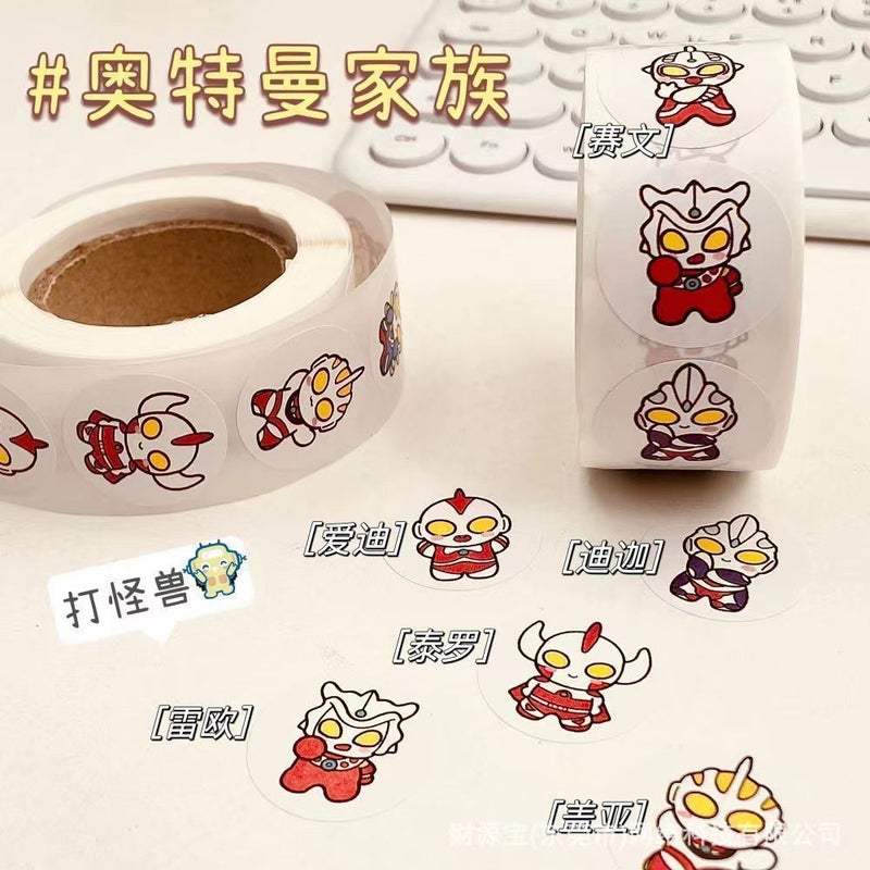 Generic Little Red Book same kitty roll stickers Hello kitty expression decorative dot stickers cartoon cute sealing tape Ultraman [1 volume]: 500 stickers per volume