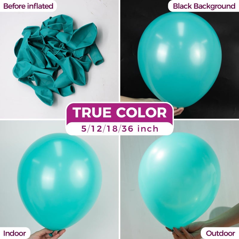 Bezente Teal Balloons Latex Party Balloons, 100 Pack 12 inch Round Helium Turquoise Balloons for Wedding Graduation Birthday Engagements Bridal Shower Gender Reveal Party Backdrop Decorations - Image 2